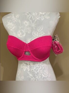 34DD Push-Up Underwire bikini Hot Pink optional Strap top by Shade & Shore
